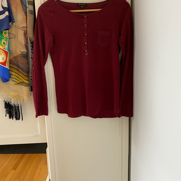 Massimo Dutti Women's Top Burgundy Tee - Long Sleeve - Picture 2 of 5